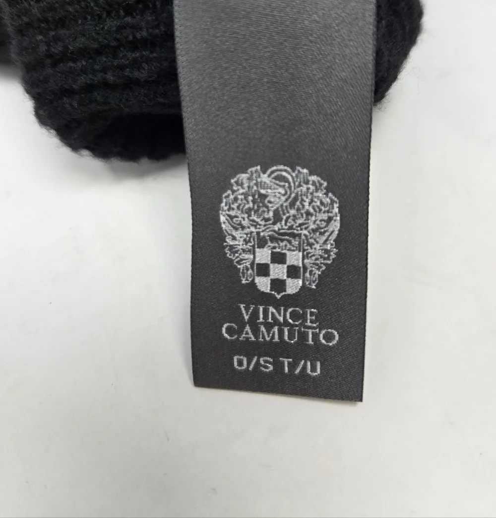 VINCE CAMUTO WINTER BEANIE BUNDLE SET OF 2 BLACK KNIT GREY CHUNKY HAT WOMEN OS